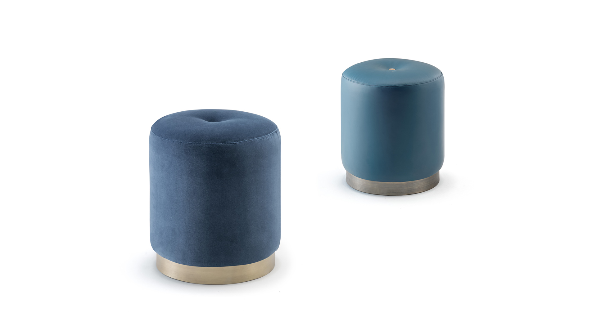 Sofas and seats - Olivia pouf in leather with horn button 6052S - cover - Arcahorn