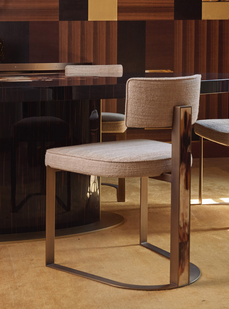 Sofas and seats - Sveva chair in Samsara fabric with horn inlays mod. 6042B - vertical - Arcahorn