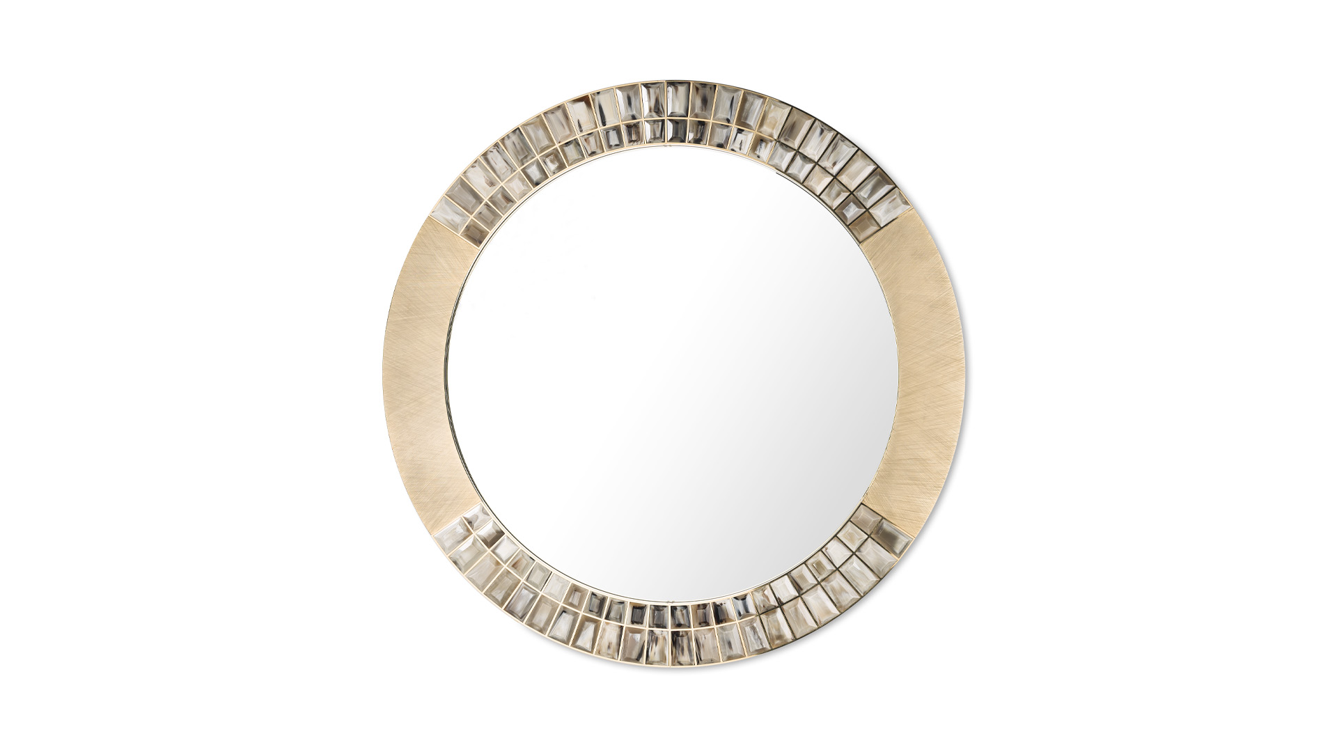 Wall mirrors - Astrid wall mirror in hand engraved 24k gold plated brass and horn - cover - Arcahorn