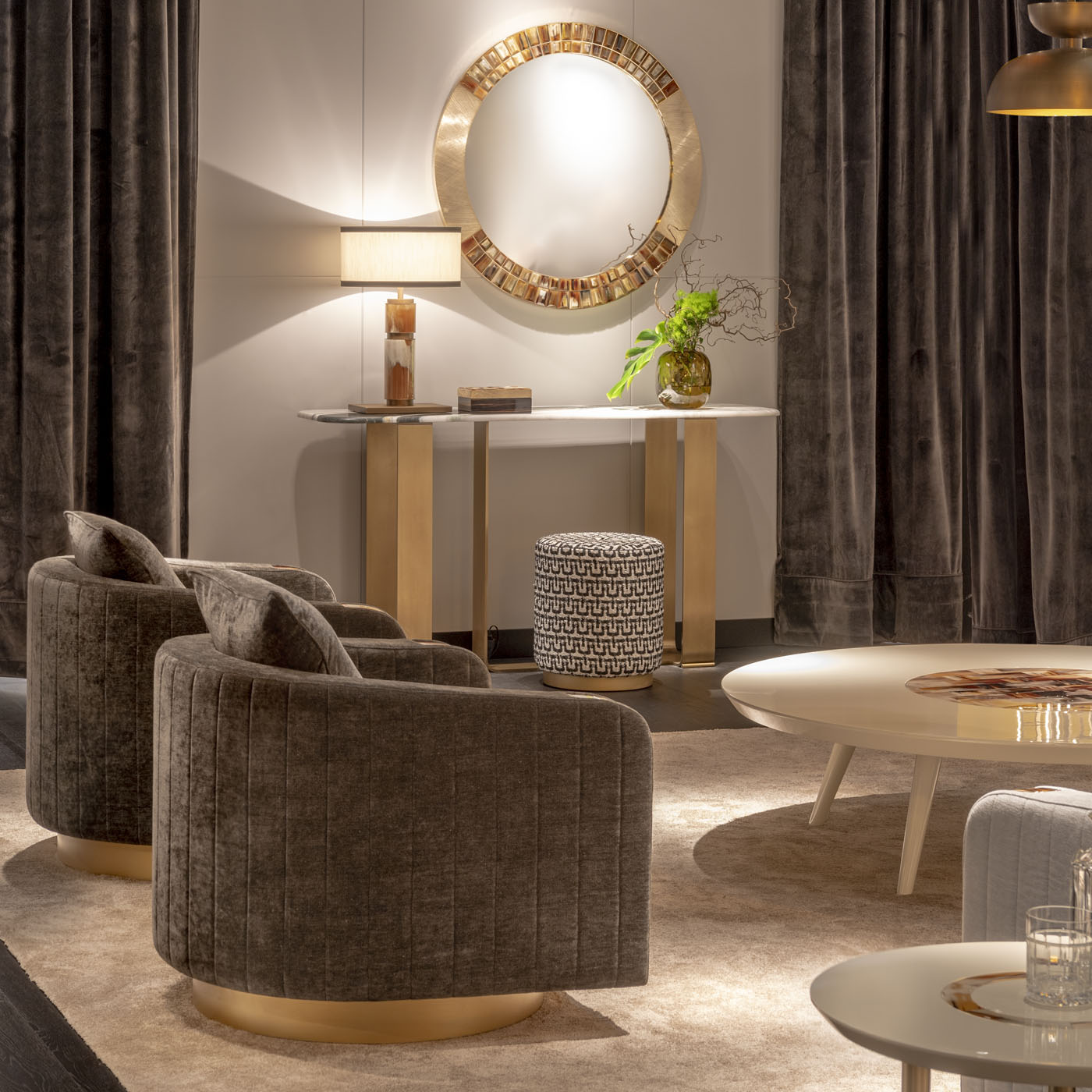 Tables and console tables - Minerva console table in Dalmata marble and horn - ambiance picture - Arcahorn