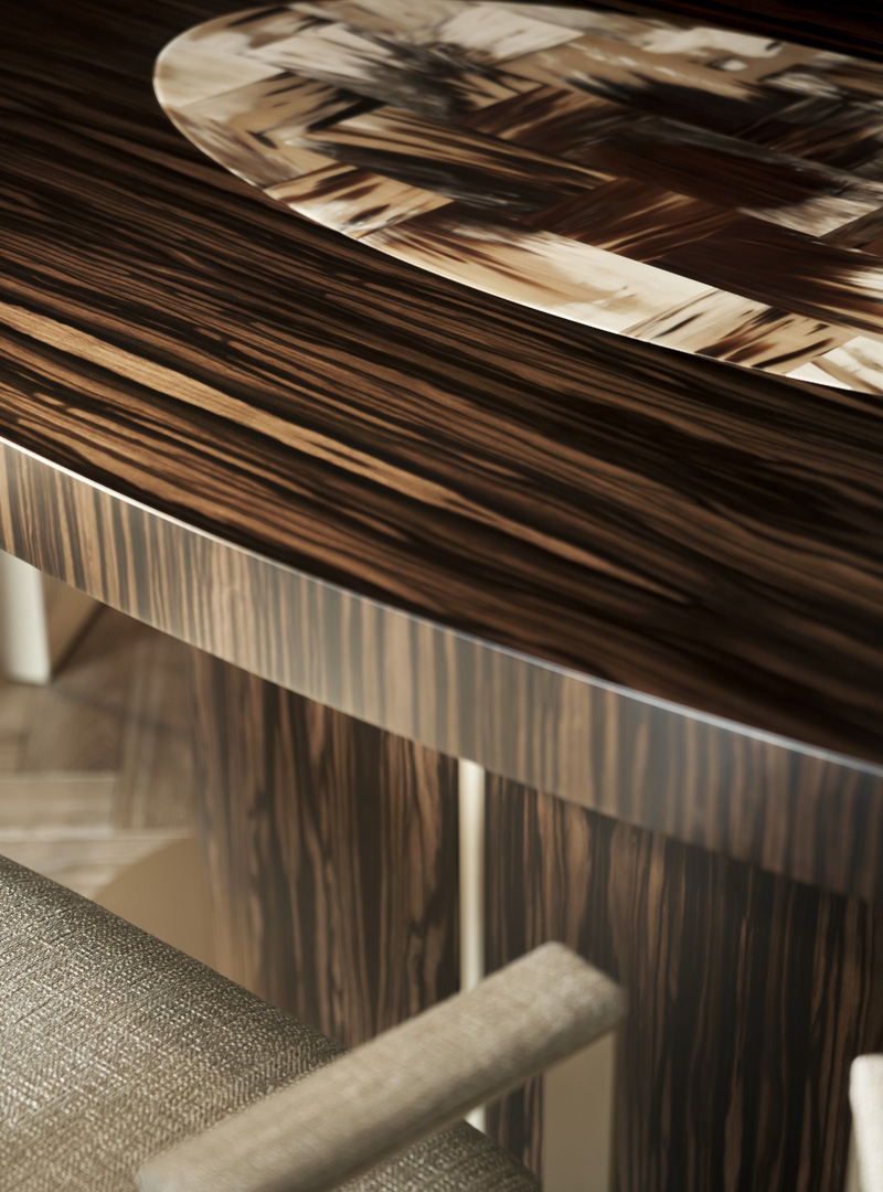 Tables and console tables - Nettuno tall table in glossy ebony and horn - vertical - Arcahorn